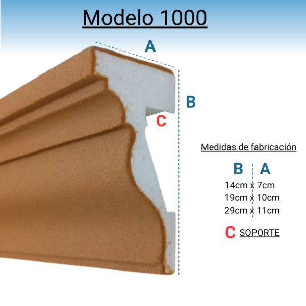 Cornisa Para Exterior Modelo 1000 Medida: 14cm X 7cm