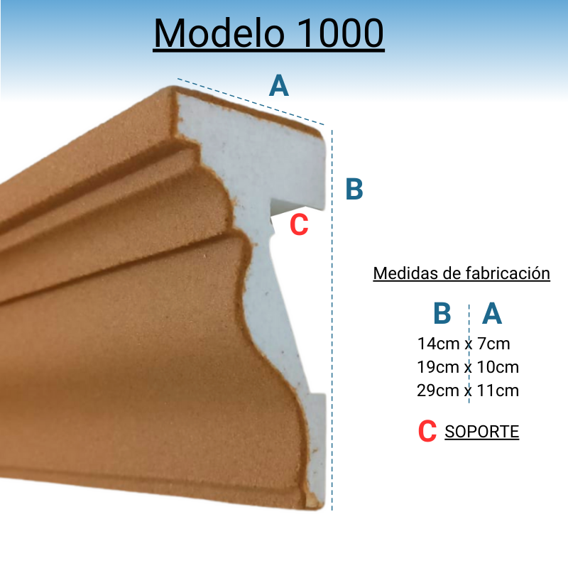 Cornisa Para Exterior Modelo 1000 Medida: 14cm X 7cm