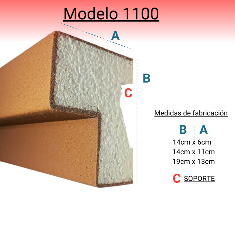 Cornisa Para Exterior Modelo 1100 Medida: 19cm X 13cm
