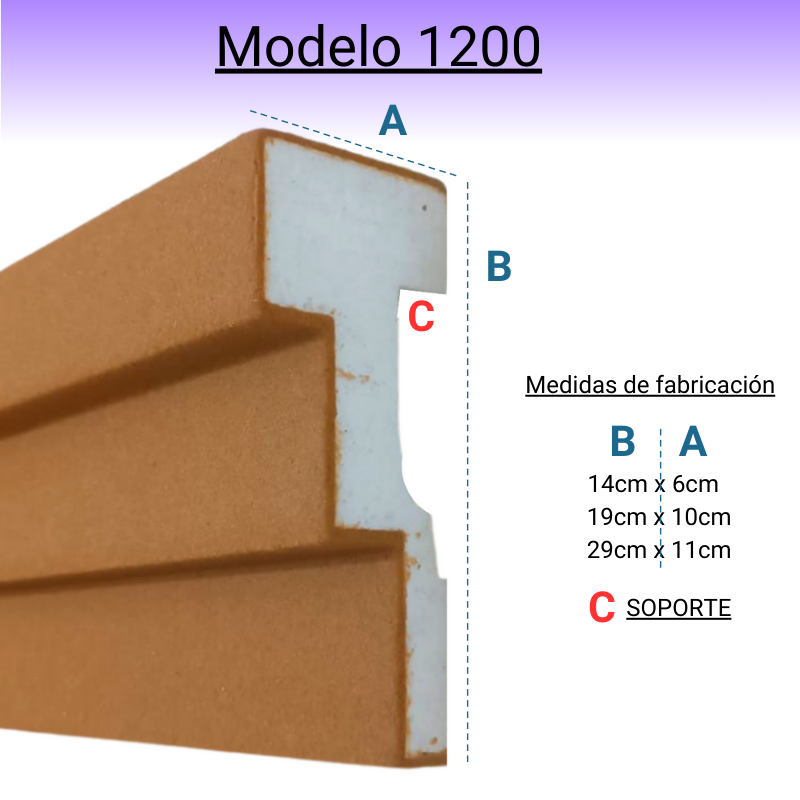 Cornisa Para Exterior Modelo 1200 Medida: 19cm X 10cm
