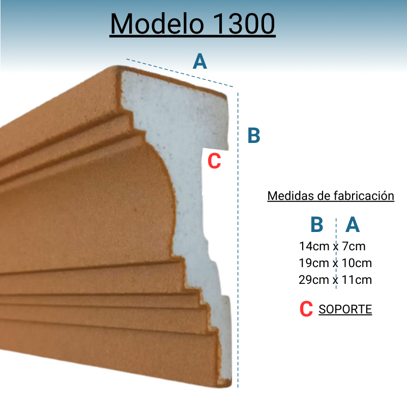 Cornisa Para Exterior Modelo 1300 Medida: 14cm X 7cm