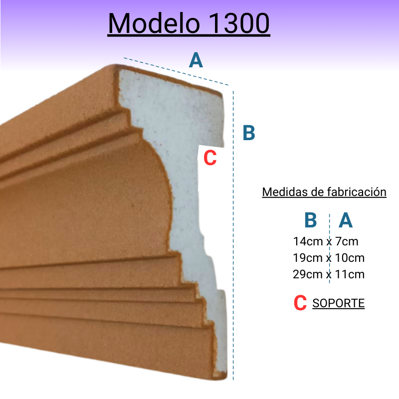 Cornisa Para Exterior Modelo 1300 Medida: 19cm X 10cm