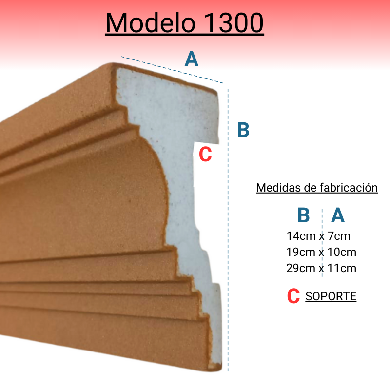 Cornisa Para Exterior Modelo 1300 Medida: 29cm X 11cm