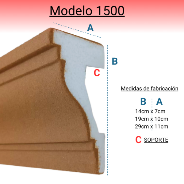 Cornisa Para Exterior Modelo 1500 Medida: 29cm X 11cm