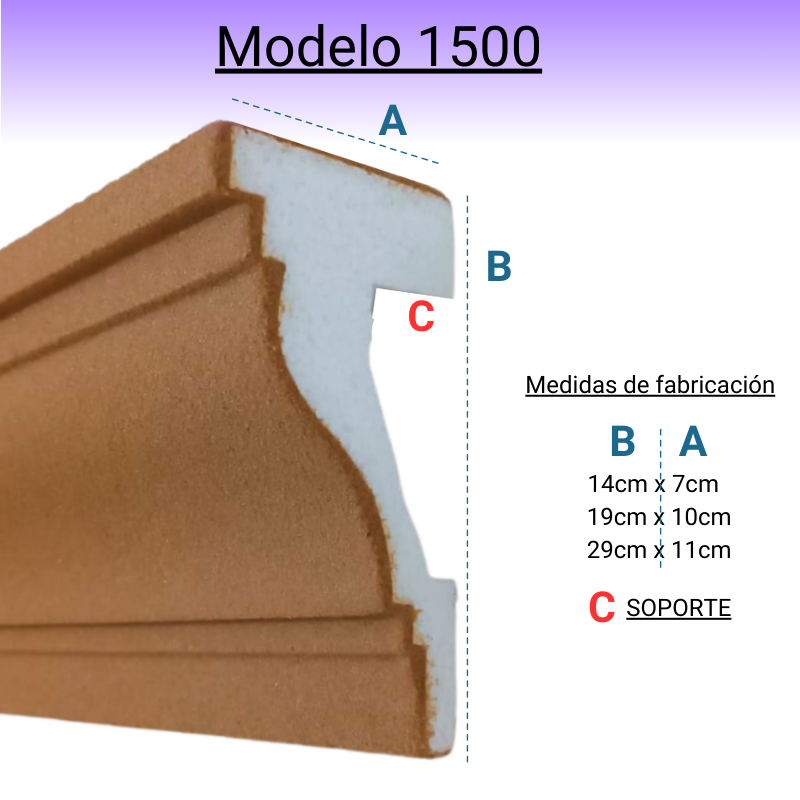 Cornisa Para Exterior Modelo 1500 Medida: 19cm X 10cm
