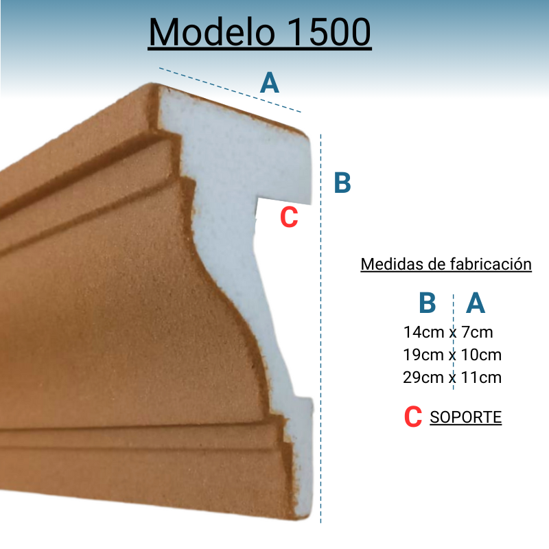 Cornisa Para Exterior Modelo 1500 Medida: 14cm X 7cm